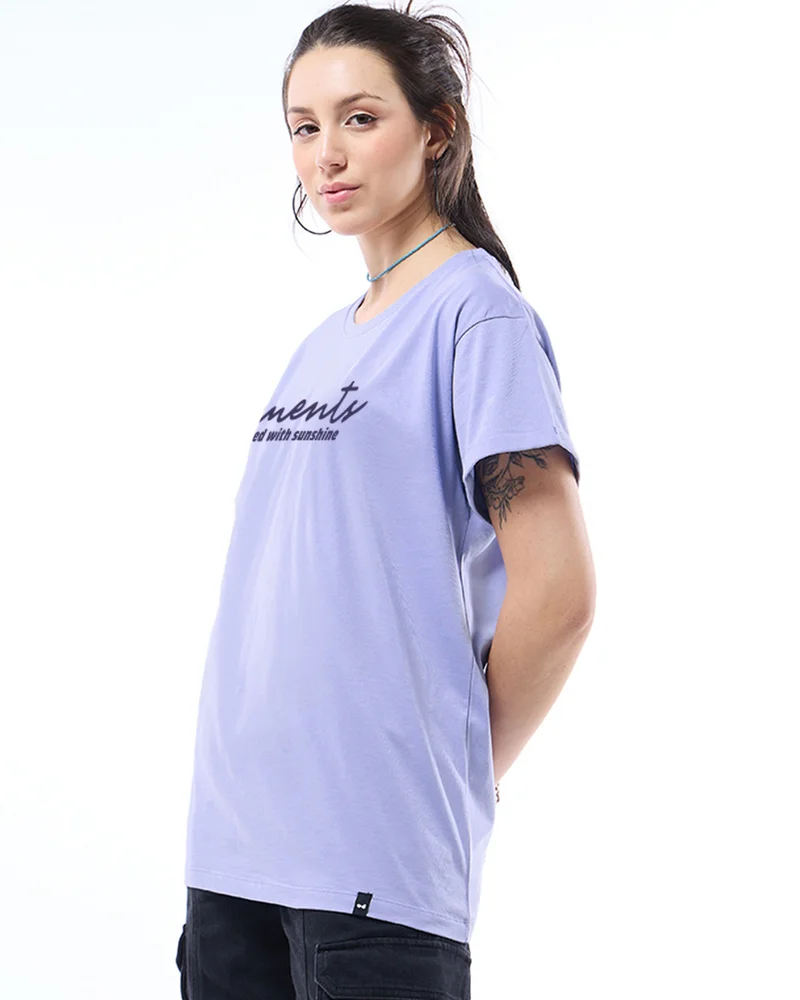 بيواكوف Women's Baby Lavender Moments Typography Boyfriend T-shirt